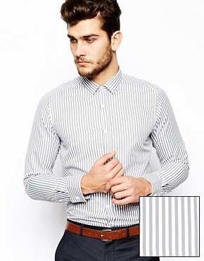 ASOS Smart Shirt In Long Sleeve With Bold Stripe 