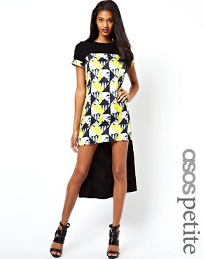 ASOS PETITE Exclusive Geo Print TShirt Dress with Hi Lo Hem 