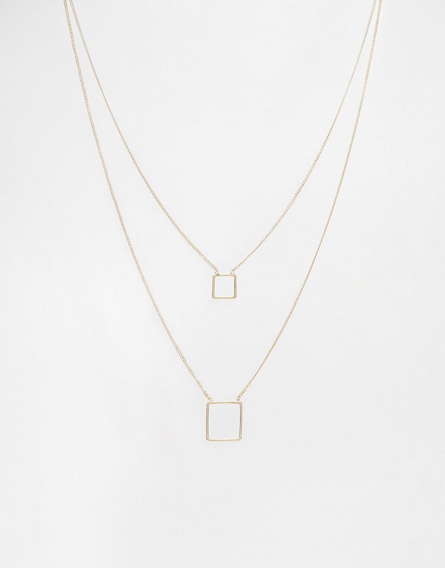 Image 1 of ASOS Open Squares Multirow Necklace