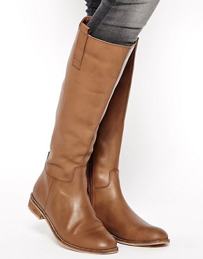 Image 1 of ASOS COLD SHOULDER Leather Knee High Boots