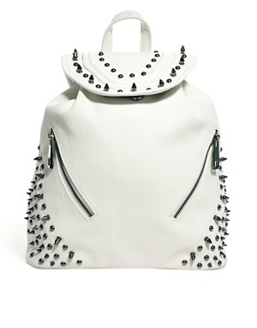 Image 1 of River Island White Studded Backpack
