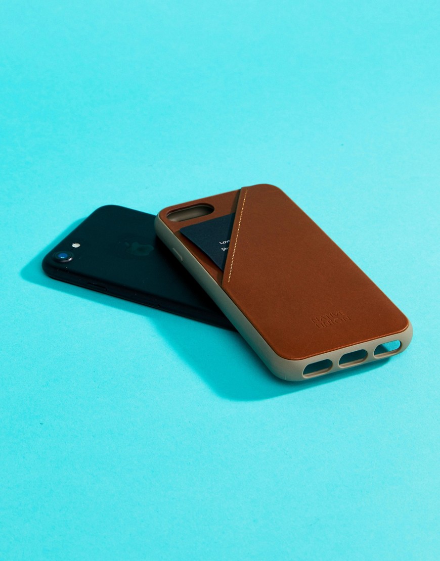 Светло-коричневый чехол для iPhone 7 с отделением для карт Native Unio