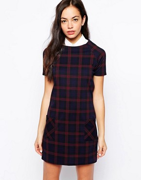 Image 1 of New Look Check Print Shift Dress With Pockets