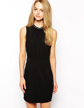 Only Sleeveless Dress With Embelished Chain Neck 