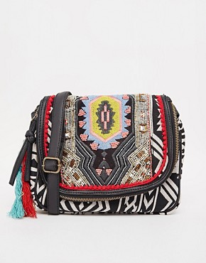 Image 1 of ALDO Across Body Bag with Tribal Textile Print