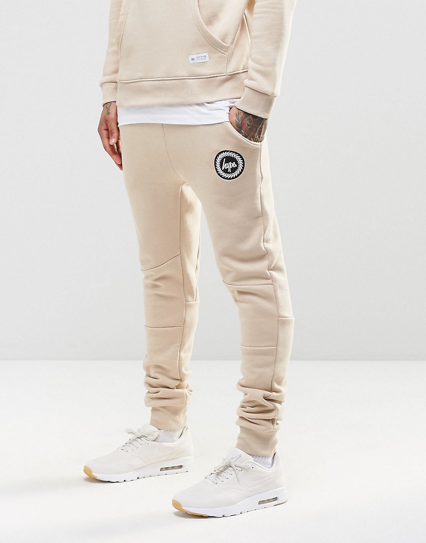 Зауженные спортивные брюки с логотипом Hype - Бежевый