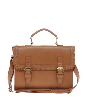 Image 1 of ASOS Satchel Bag With Scallop Trim And Buckles