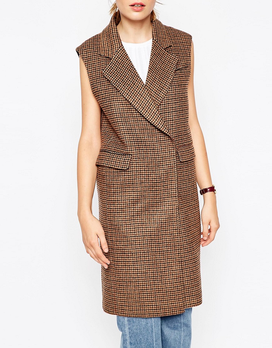 Image 3 of ASOS Sleeveless Coat In Heritage Check