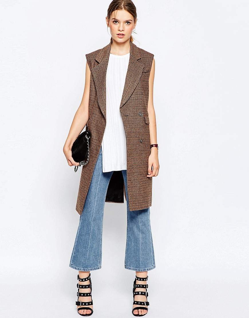 Image 4 of ASOS Sleeveless Coat In Heritage Check