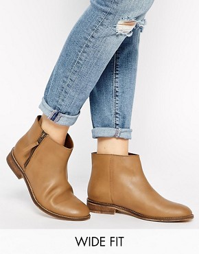 ASOS A LITTLE BIRD TOLD ME Leather Wide Fit Ankle Boots 