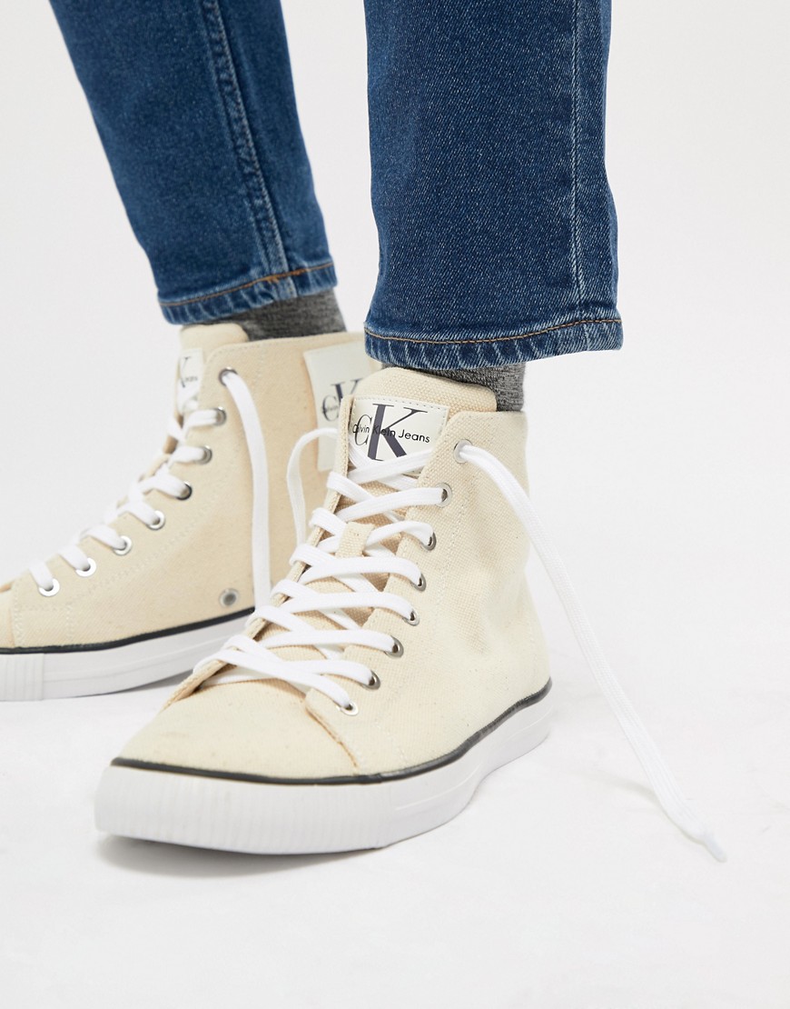 Высокие кроссовки с логотипом Calvin Klein Arthur - Светло-бежевый