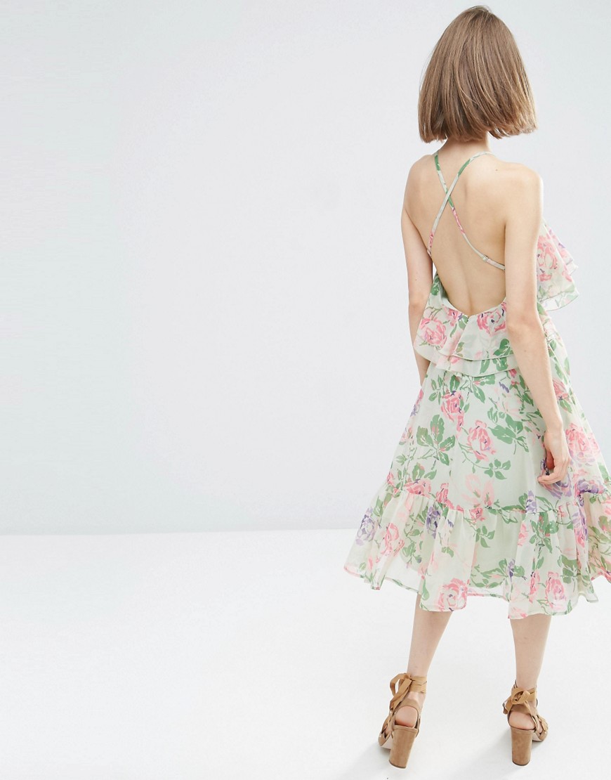 Image 2 of ASOS Floral Ruffle Top And Ruffle Hem Midi Dress