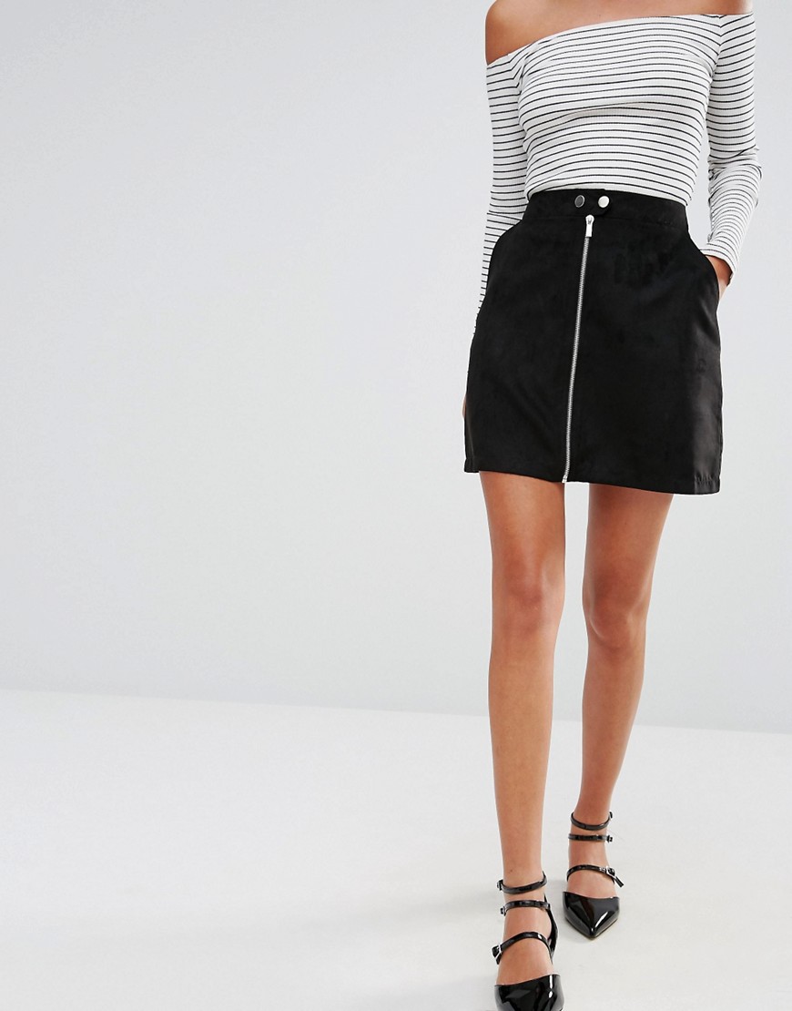 Image 4 of New Look Zip Through Suedette Skirt