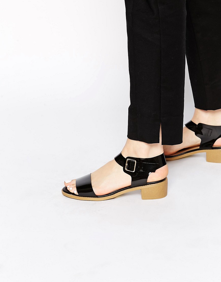 Image 1 of New Look Oprah Black Patent Heeled Sandals