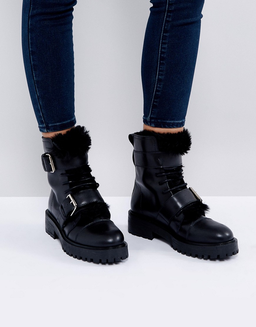 Кожаные походные ботинки на меховой подкладке Depp - Черный