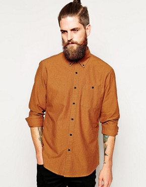 ASOS Tonic Oxford Shirt In Rust With Long Sleeves 