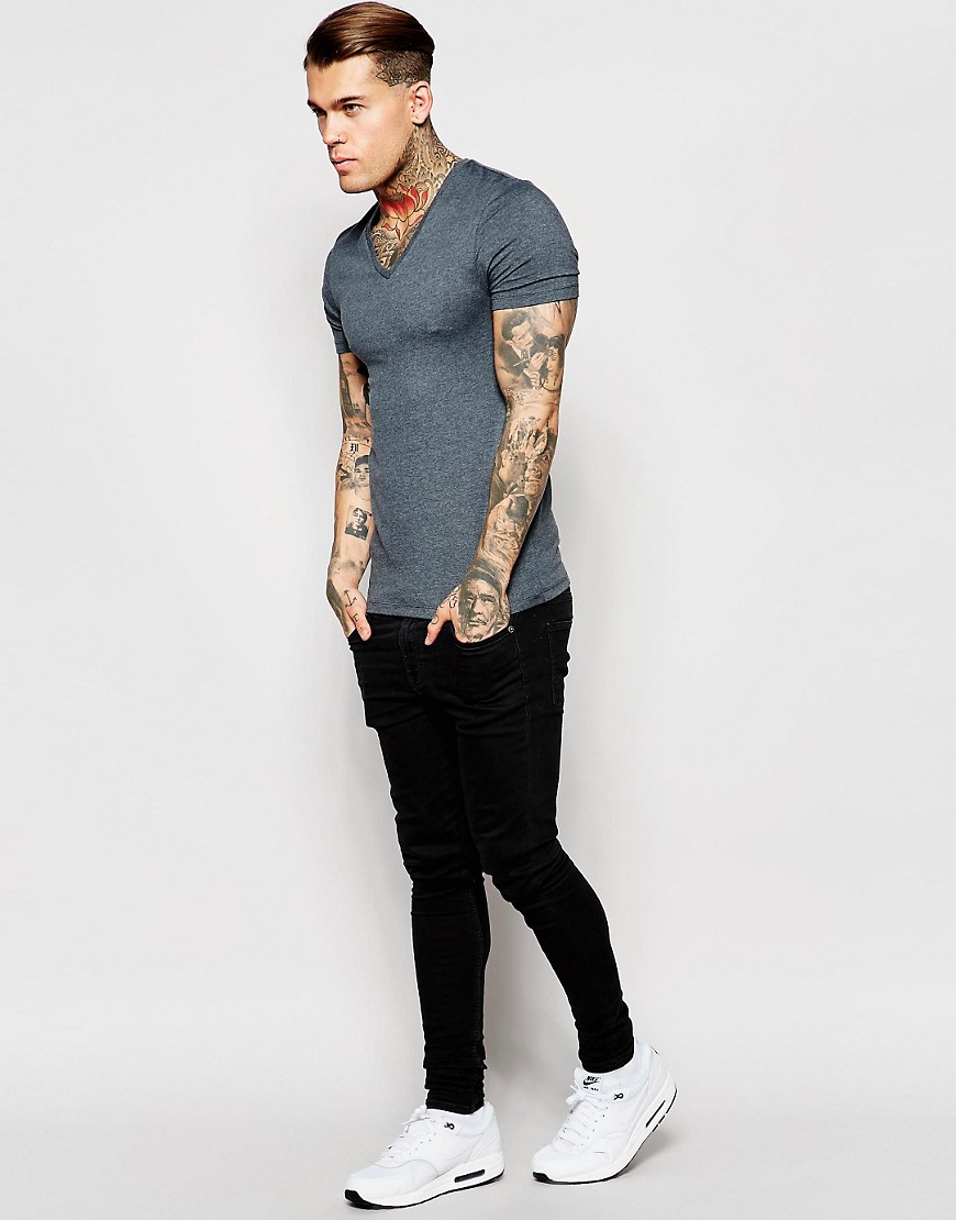 Image 4 of ASOS Extreme Muscle Fit T-Shirt With V Neck And Stretch