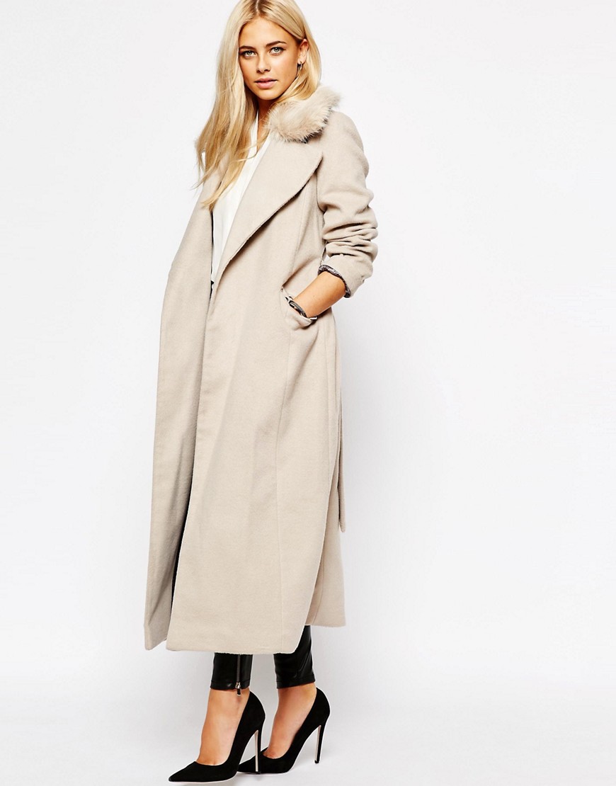 Image 1 of Oasis Formal Duster Coat With Fur Collar