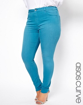 Image 1 of ASOS CURVE Supersoft Skinny Jean In Washed Teal