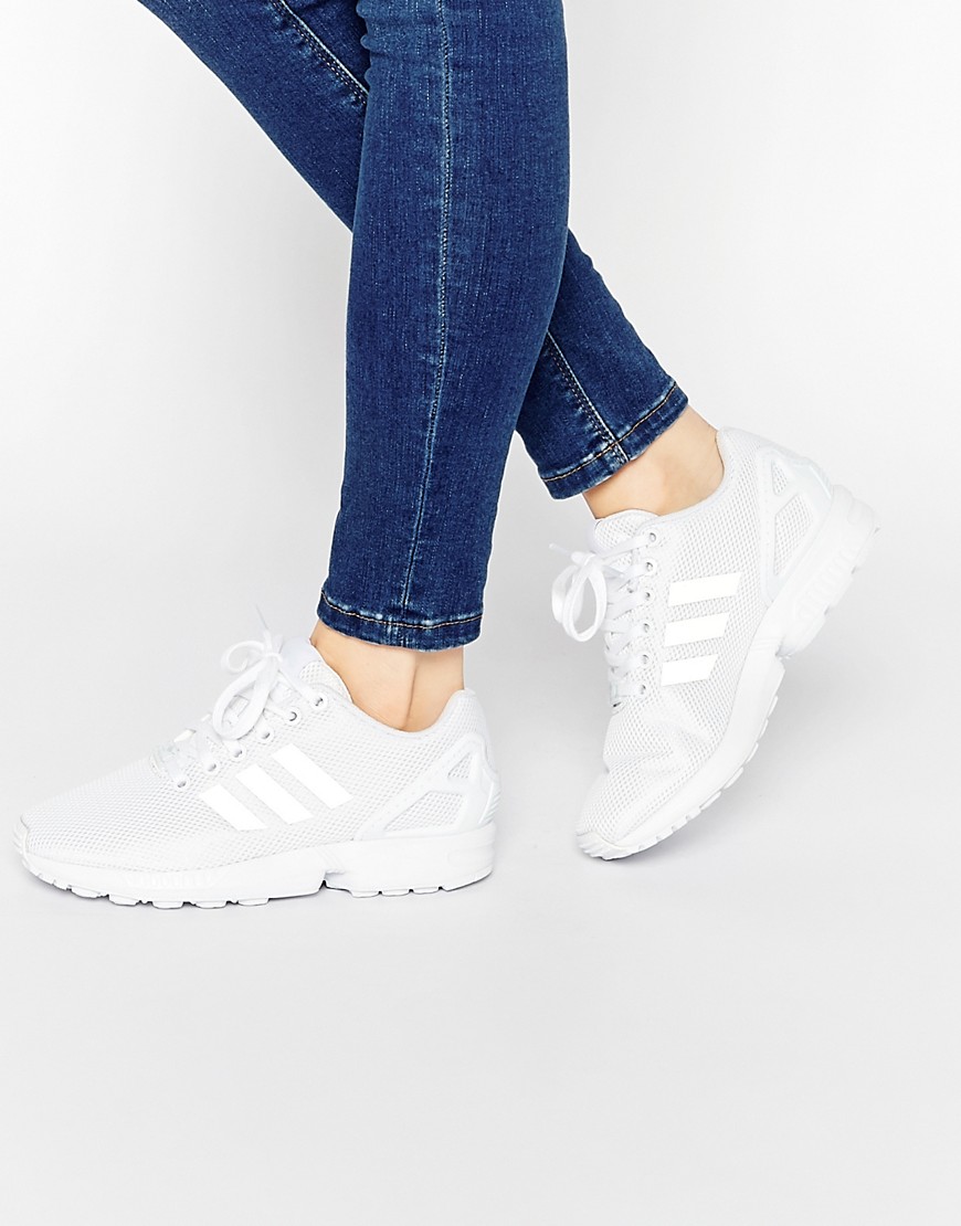 Image 1 of adidas Originals White ZX Flux Trainers