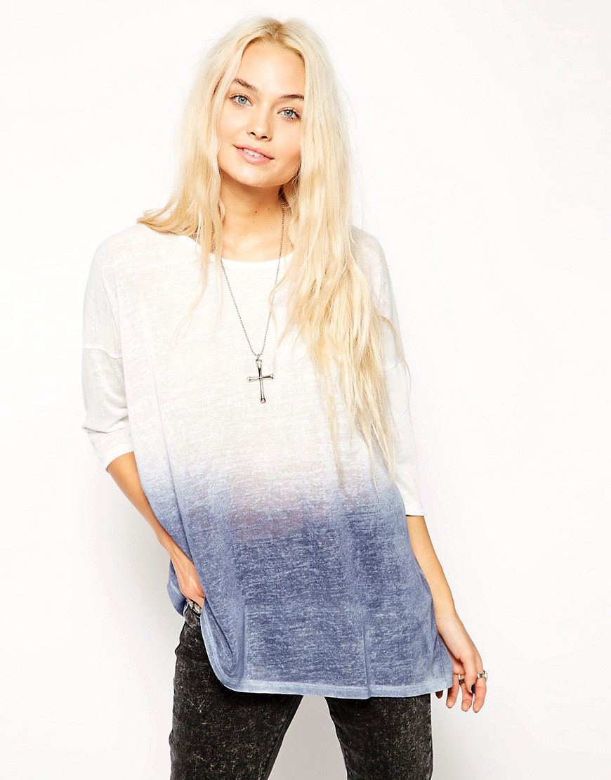 Image 1 of ASOS Tunic Top in Textured Fabric with Spray Wash