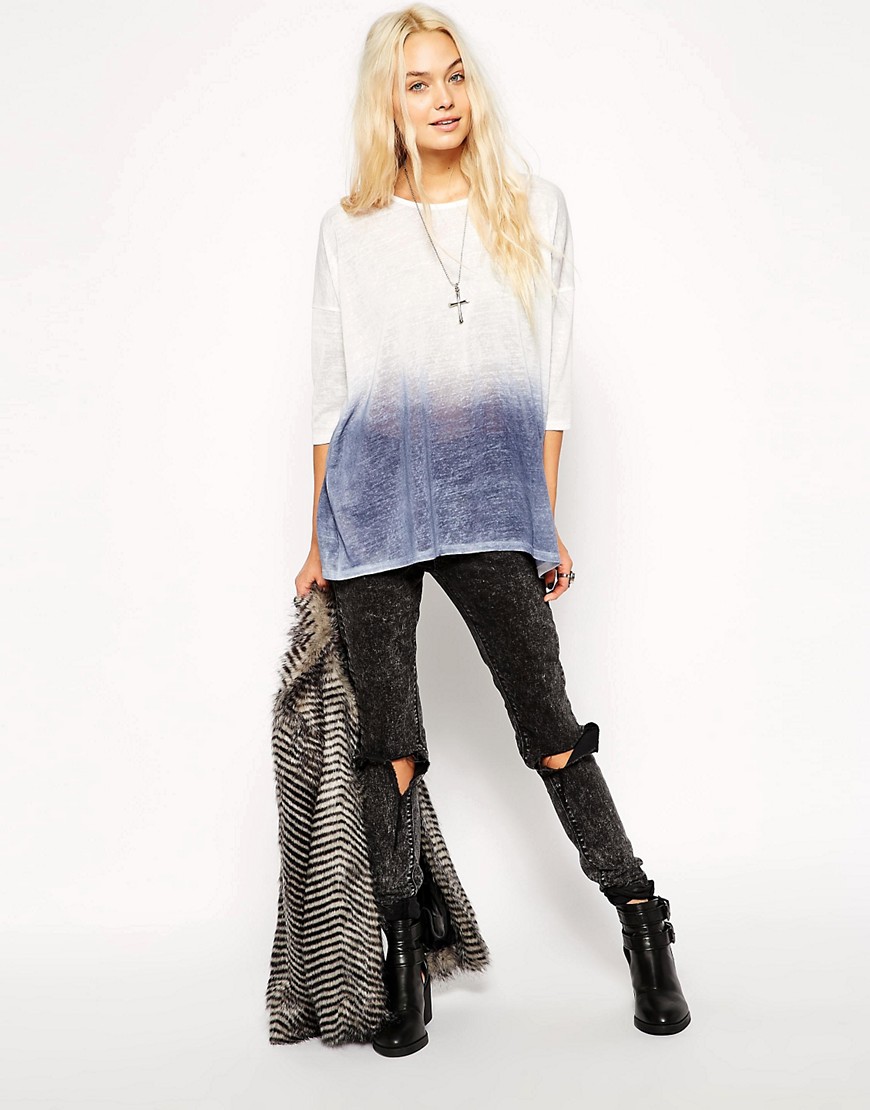 Image 4 of ASOS Tunic Top in Textured Fabric with Spray Wash