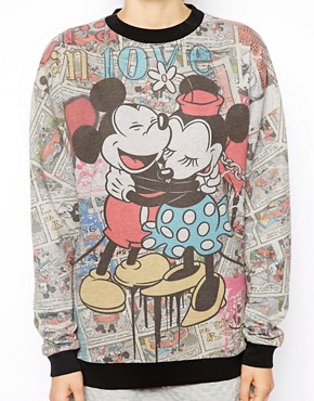 Image 3 of ASOS Sweatshirt with Mickey and Minnie Comic Print