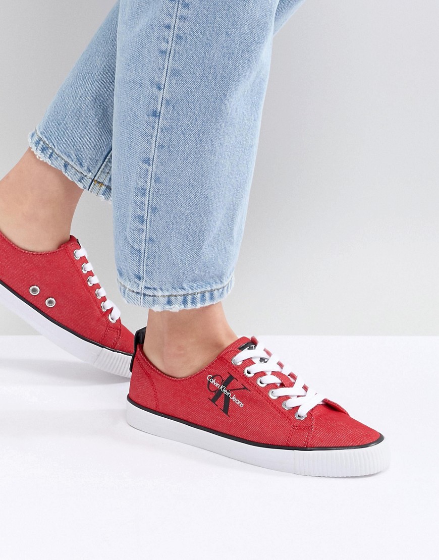 Красные парусиновые кроссовки Calvin Klein - Красный