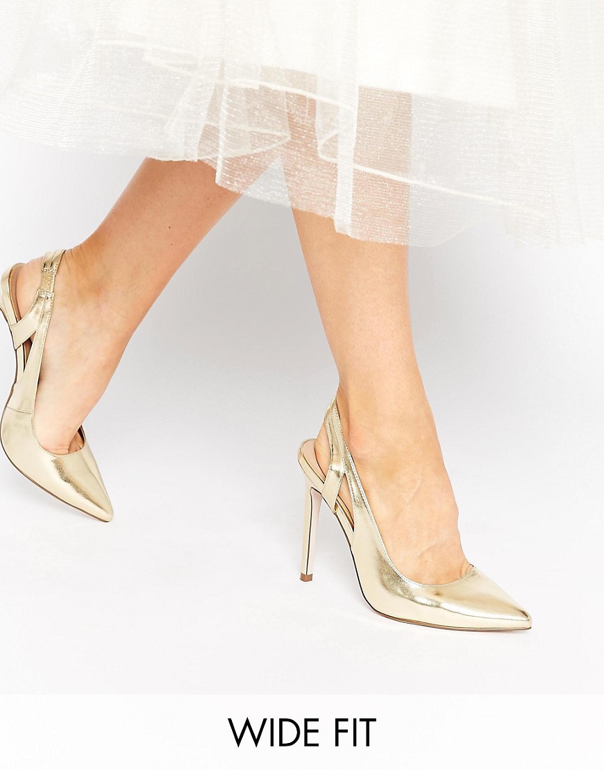 ASOS PRESSING Pointed Wide Fit High Heels - Gold available from ASOS