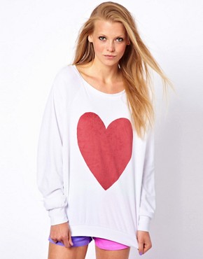 Image 1 of Wildfox White Label Big Heart Sweat Top