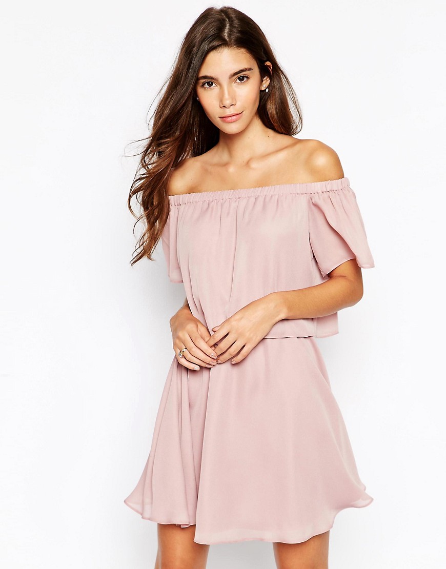 Image 1 of ASOS Gypsy Off Shoulder Dress with Short Sleeves
