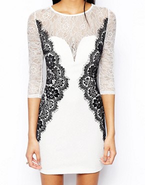 Image 3 of TFNC Bodycon Dress With Lace Side Detail