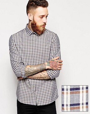 ASOS Smart Shirt In Long Sleeve With Chambray Check 