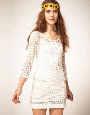 Image 1 of Pepe Jeans Crochet Dress With Long Sleeves