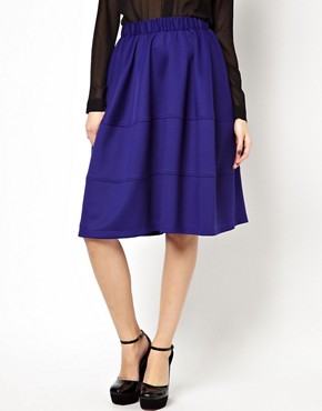 Image 4 of ASOS Full Midi Skirt with Tiered Seam Detail
