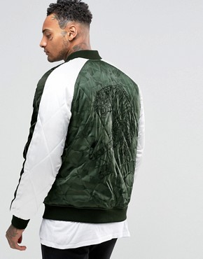 ASOS Bomber Jacket in Camo with Tiger Embroidery