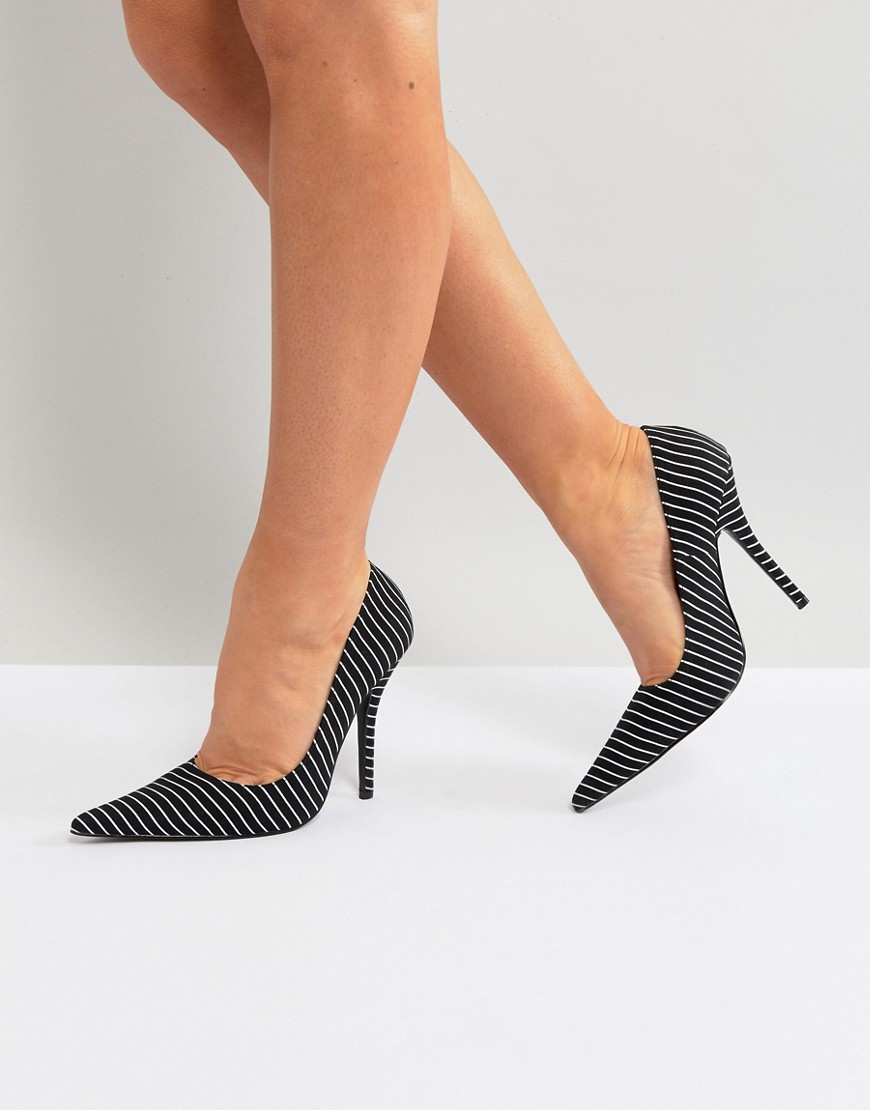 Imagen principal de producto de Zapatos de salón negros con diseño de rayas Tease de Public Desire - Public Desire