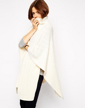 Image 1 of ASOS Poncho in Cable Knit