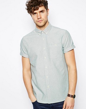 ASOS Oxford Shirt In Teal With Short Sleeves 