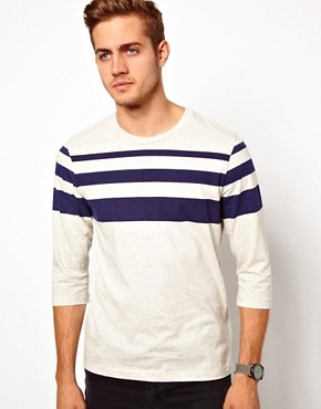 Image 1 of ASOS Stripe 3/4 Sleeve T-Shirt