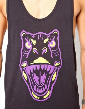 Image 1 of ASOS Vest With T-Rex Puff Print