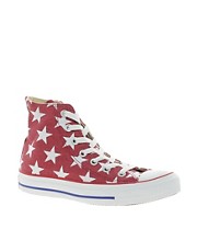 Zapatillas de deporte hi-top con estampado de estrellas en rojo All Star de Converse