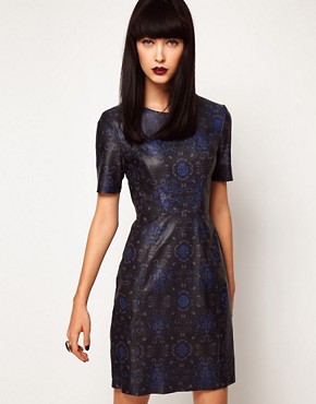 Image 1 of ASOS BLACK By Markus Lupfer Leather Bodycon Dress In Print