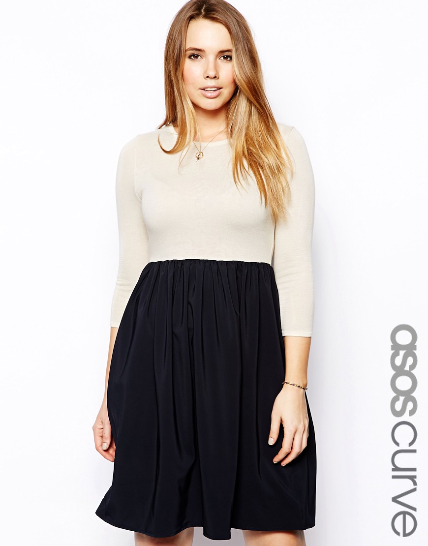 Pasazz.net Favorite - ASOS CURVE Exclusive Knitted Dress With Woven Skirt