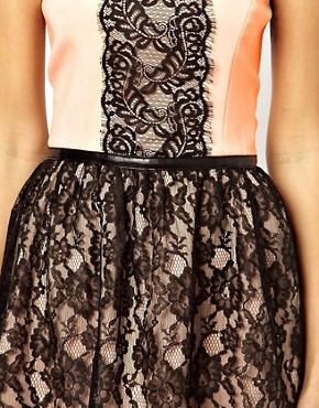 Image 3 of ASOS Scallop Halter Lace Mix Skater