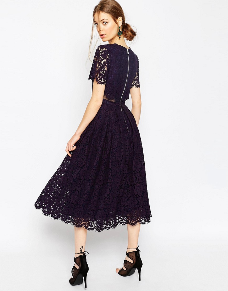 ASOS | ASOS Lace Crop Top Midi Prom Dress at ASOS
 Midi Evening Dress