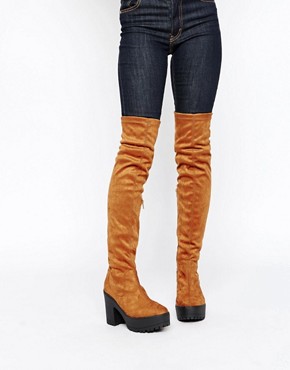 Truffle Collection Nora Platform Over The Knee Boots at asos.com