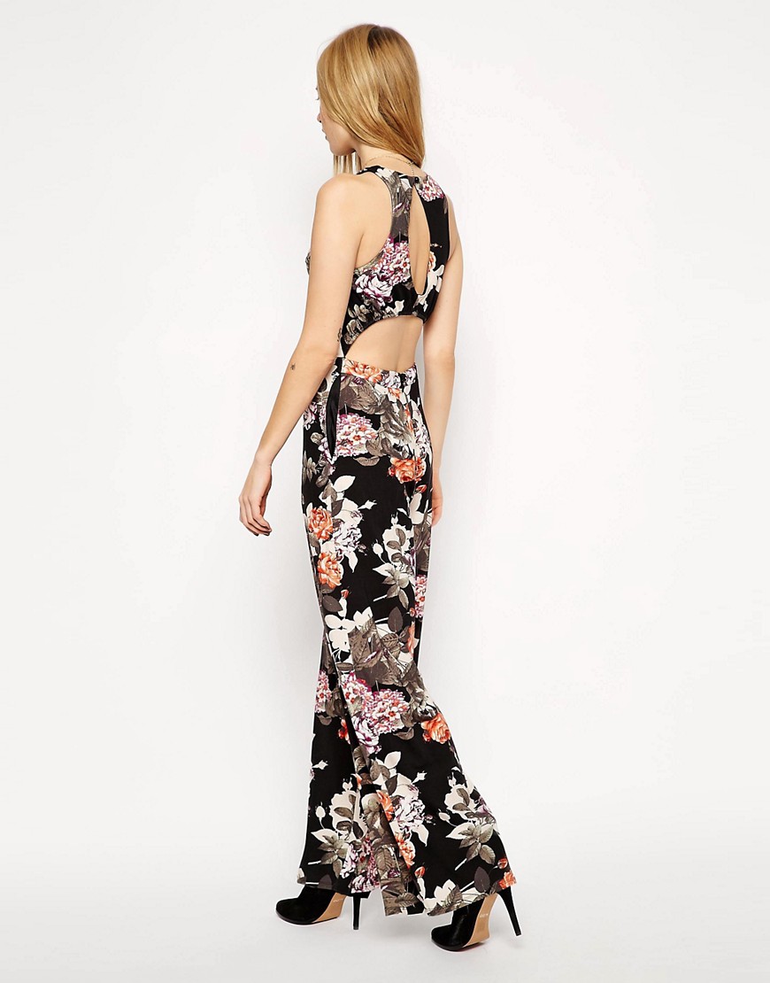 Image 2 of ASOS Wide Leg Jumpsuit In Floral Print With Cut Out