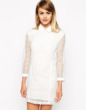 Image 1 of Little White Lies Lace Shift Dress With Pocket & Collar Details