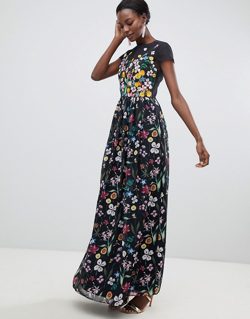 Imagen principal de producto de Vestido largo con bordados florales Mariz de Ted Baker - Ted Baker